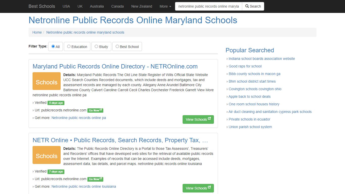 Netronline Public Records Online Maryland Schools